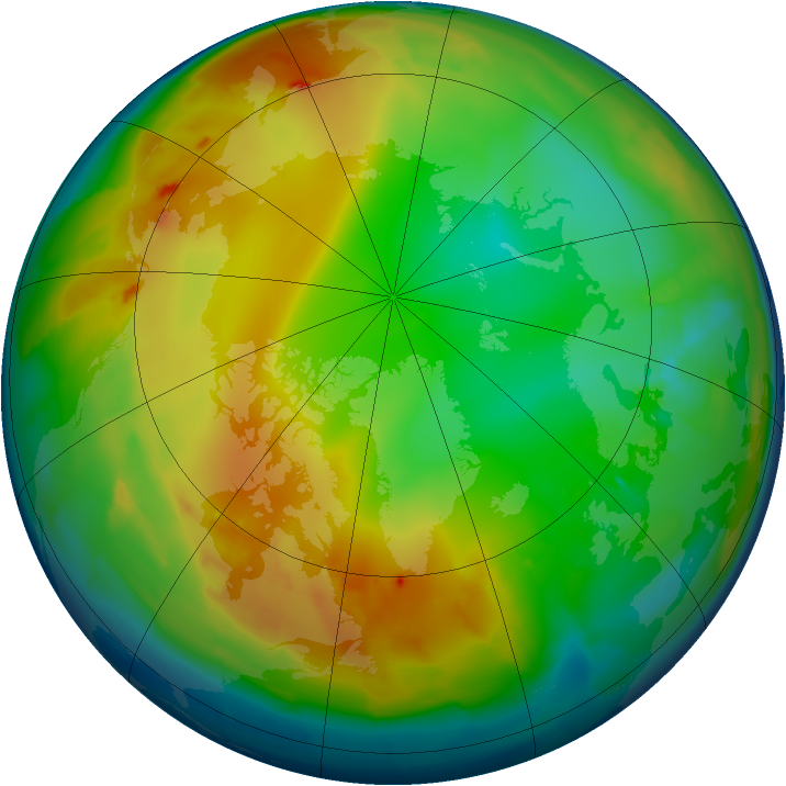 Arctic ozone map for 04 January 2013